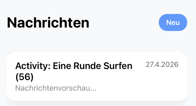 Ansicht des Nachrichtenbereichs in der App